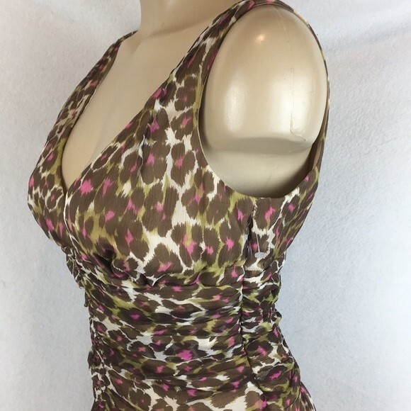 Trina Turk 100% Silk Brown Animal Print Sleeveless Dress 6 NEW - Picture 5 of 11